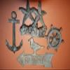 Southern Metal Beach House Warming Gift Set Antiqued-Look Cast Iron Beach Sign Door Knocker Bundle of 5 Pieces view 1