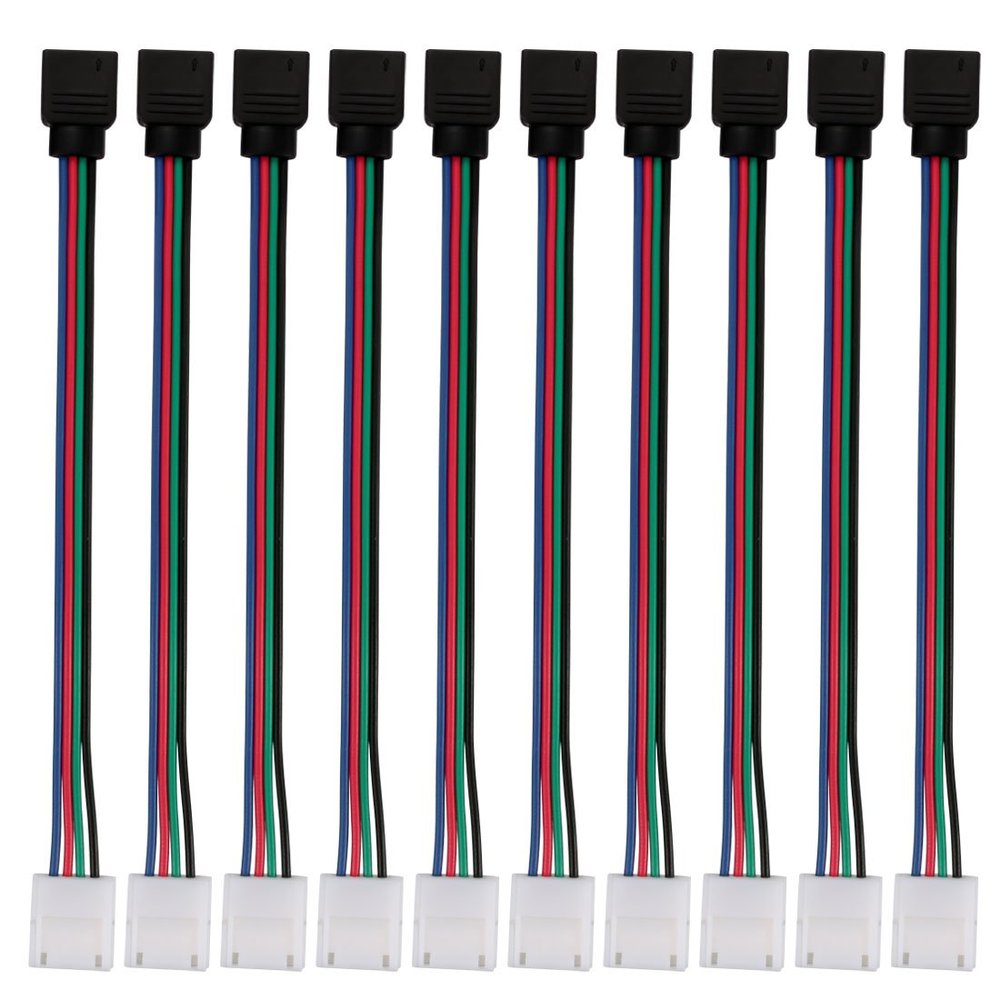 uxcell 10pcs 4 Pin Double End Conductor LED RGB Strip Light Connector