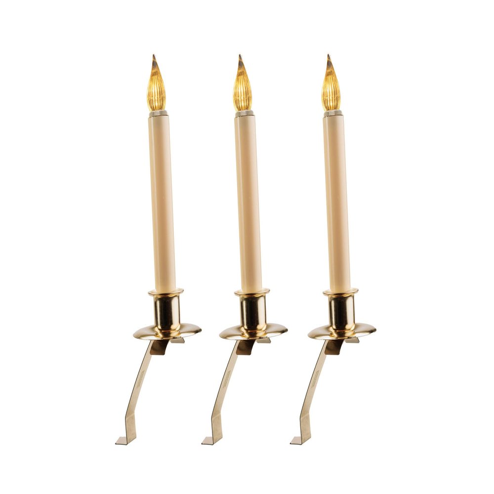 OB7503 IMC Cambridge Slant Bracket B/O w/Sensor LED Window Candle Brass Base pk 3