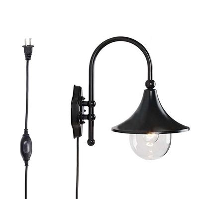 Kiven Creative Gooseneck Downward Outdoor/Indoor Plug in Wall Sconce Light Classical Acrylic with Glass Exterior Lighting Light Bulb not Included