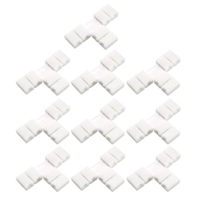 uxcell 10pcs T Shape 2 Pin LED Strip Connector for 8mm Width 3528 Single Color Flex LED Strips
