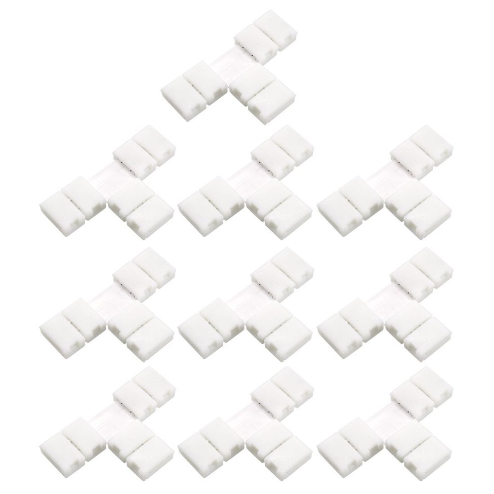 uxcell 10pcs T Shape 2 Pin LED Strip Connector for 8mm Width 3528 Single Color Flex LED Strips