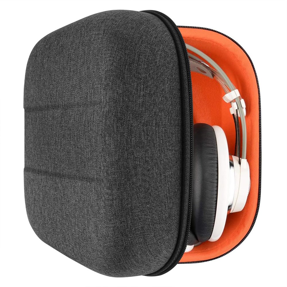 Geekria Shield Headphones Case Compatible with Sennheiser HD820, HD800S, HD800, HD700, HD599SE, Replacement Protective Hard Shell Travel Carrying Bag with Accessories Storage (Dark Grey)