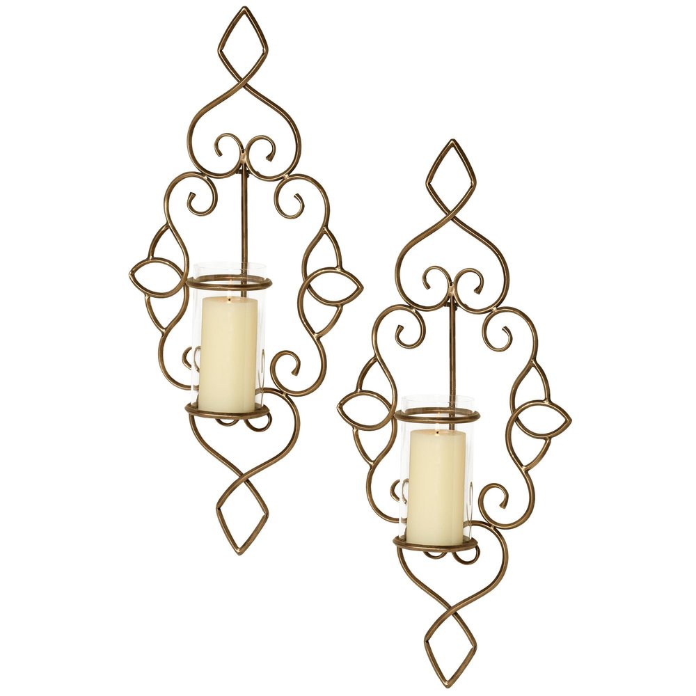 Tandi Wall Sconces Antique Gold Pair