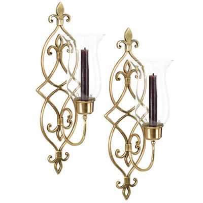 Flythe Consulting Jonetia Hurricane Wall Sconce Pair Satin Brass Pair