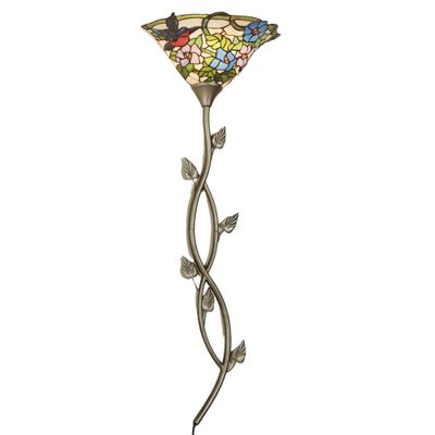 Touch of Class Spring Delight Wall Lamp - Multi Jewel - Blue Lavender - Handcrafted Metal - Vintage Aesthetic - Torchiere Tiffany Style Stained Glass Lighting for Bedroom, Living Room