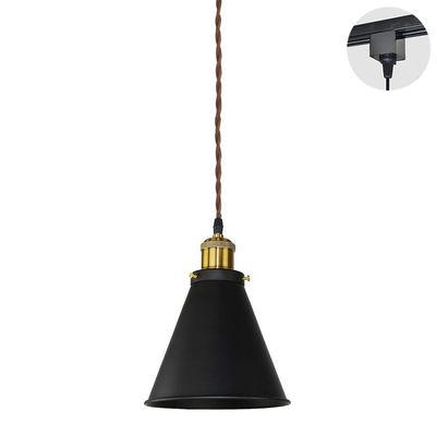 STGLIGHTING 1-Light H-Type Track Light Pendants Brown Weave Cord Vintage Pendant Lamp Industrial Factory Style Light Fixtures for Restaurant Bulb Not Included
