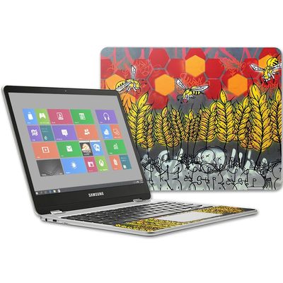 MightySkins Skin Compatible with Samsung Chromebook Plus 12.3"(2017 - Wheat Bees | Protective, Durable, and Unique Vinyl Decal wrap Cover | Easy to Apply, Remove, and Change Styles | Made in The USA