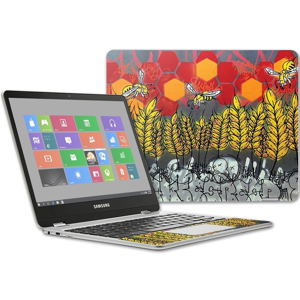 MightySkins Skin Compatible with Samsung Chromebook Plus 12.3"(2017 - Wheat Bees | Protective, Durable, and Unique Vinyl Decal wrap Cover | Easy to Apply, Remove, and Change Styles | Made in The USA
