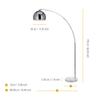 Teamson Home Arquer 68.1" Arc Floor Lamp for Living Rooms, Home Offices, Dining Rooms, Bedrooms with Faux White Marble Base and Chrome Bell Shade view 4