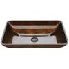 Vigo Vessel Sink Brown - 23 Artistic Rectangular Bathroom Vessel Sink, Tempered Glass Above Counter Sink with NonStickShield & QuickDrain, Modern Luxury Design view 1