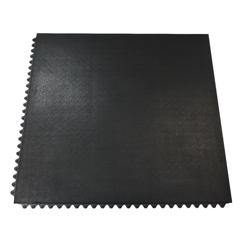 Rubber-Cal Revolution Interlocking Rubber Floor Mat (2-Pack), Black, 12mm x 36in x 36in