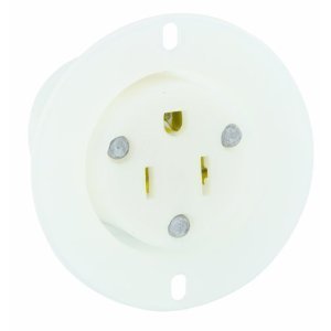 Marinco 5279 15 Amp 125 Volt Flanged Outlet Receptacle Straight Bla