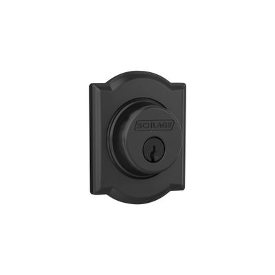 SCHLAGE Lock Company B60CAM622 Series Deadbolt Camelot Rose Single Cylinder Deadbolt, Matte Black