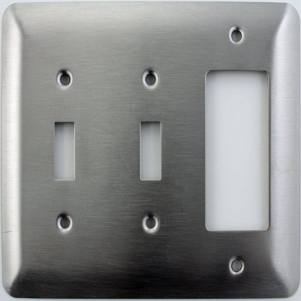 Mulberry Princess Style Satin Stainless Steel 3 Gang Switch Plate - 2 Toggle Light Switch Opening 1 GFI/Rocker Opening