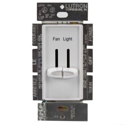 Lutron S2-Lfsq-Wh Skylark Dimmer & Fan Control, White