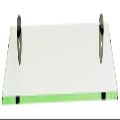 Fab Glass and Mirror Rectangle Floating Glass Shelf Kit, 10" L x 21" W, Clear Tempered Glass