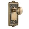 Grandeur Windsor Plate with Eden Prairie Knob, Passage - 2.375", Vintage Brass view 1