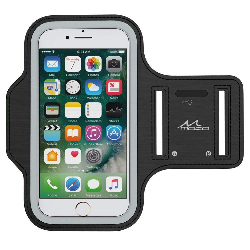 MoKo Phone Armband, Water-Resistant Running Cell Phone Armband, Black