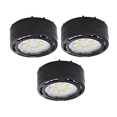 America Elex LED Under Cabinet Puck Light Accent Kit 120 Volts (Set of 3 Puck Lights) (Black)