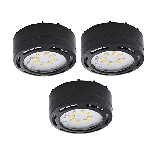 America Elex LED Under Cabinet Puck Light Accent Kit 120 Volts (Set of 3 Puck Lights) (Black)