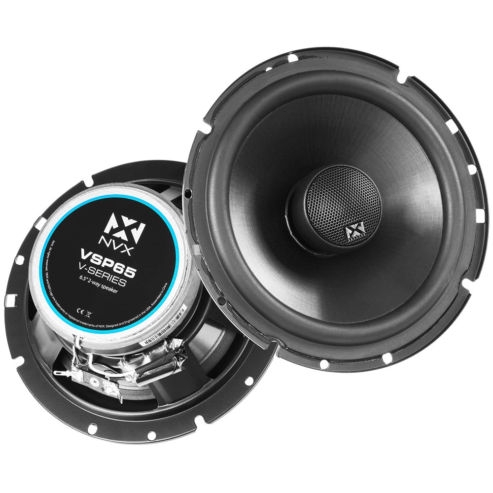 NVX VSP65 6.5" Premium Car Speakers, 600W Max, 200W RMS, 2-Way 6-1/2 inch Coaxial w/ 1" Silk Dome Tweeters & Built-in X-Overs, Easy to Install in Cars/Trucks/Doors (Pair)