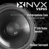 NVX VSP65 6.5" Premium Car Speakers, 600W Max, 200W RMS, 2-Way 6-1/2 inch Coaxial w/ 1" Silk Dome Tweeters & Built-in X-Overs, Easy to Install in Cars/Trucks/Doors (Pair) view 3