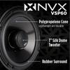 NVX VSP60 6" Premium Car Speakers, 600W Max, 200W RMS, 2-Way 6 inch Coaxial w/ 1" Silk Dome Tweeters & Built-in X-Overs, Easy to Install in Cars/Trucks/Doors (Pair) view 2