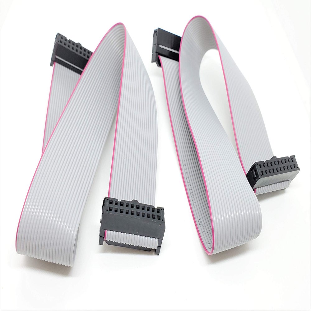 Connectors Pro Pc Accessories 13 Inches 33cm 2-Pack of 20P 2.54mm F/F IDC Silver Flat Ribbon Cable with Black 2.54mm FC Dual Row Female Sockets (20P-33cm-2PK)