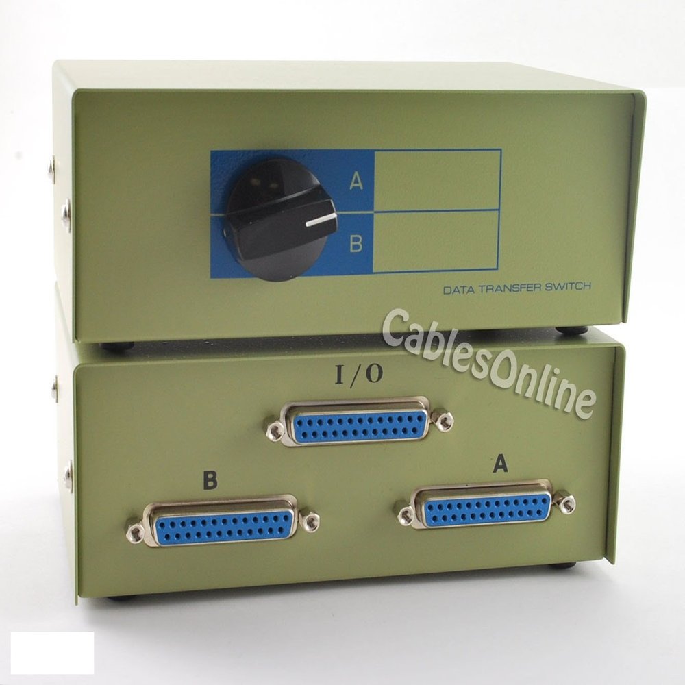 CablesOnline 2-Way A/B DB25 Parallel Printer Rotary Switch Box, Metal (SB-001)
