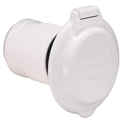 Marinco 6344EL-B.NT Inlet, 50A 125/250V, Round, No SS Trim, White