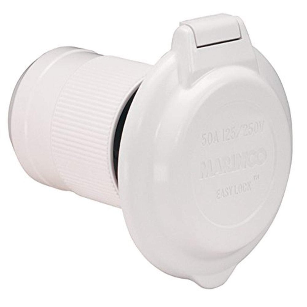 Marinco 6344EL-B.NT Inlet, 50A 125/250V, Round, No SS Trim, White