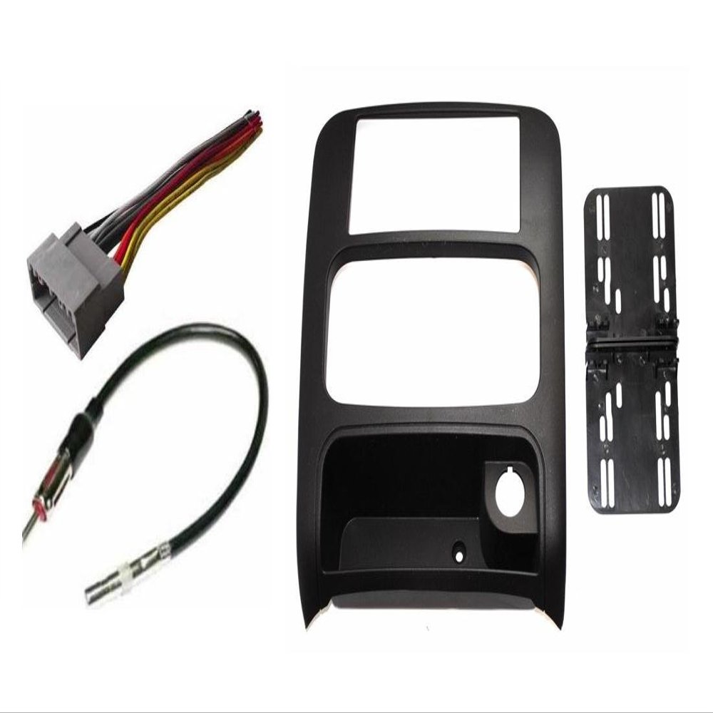 Aftermarket Double Din Stereo Installation Dash Kit Bezel + Standard Wire Harness & Antenna Adapter Compatible with Jeep Liberty 2003-2007