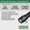 EcoGear FX Complete LED Tactical Flashlight Kit TK120 Flashlight with Rechargeable Battery: High Lumens with 5 Light Modes, Water Resistant, Adjustable Focus Zoom view 3