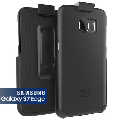 Samsung Galaxy S7 Edge Belt Clip Case, Encased Ultra Thin [SlimShield Series] Case & Holster (2016) Ultimate Style + Protection (Smooth Black)