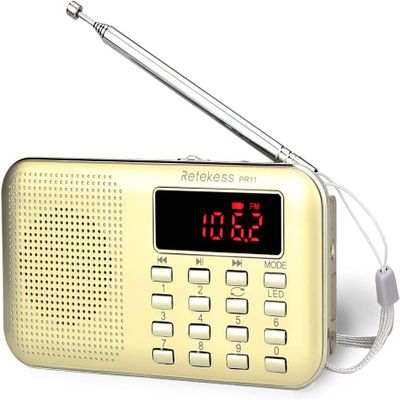 Retekess PR11 AM FM Radio Portable, Rechargeable Transistor Radios(Gold)