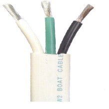 10/3 AWG Triplex Tinned Marine Wire, Black/Green/White 100 Feet