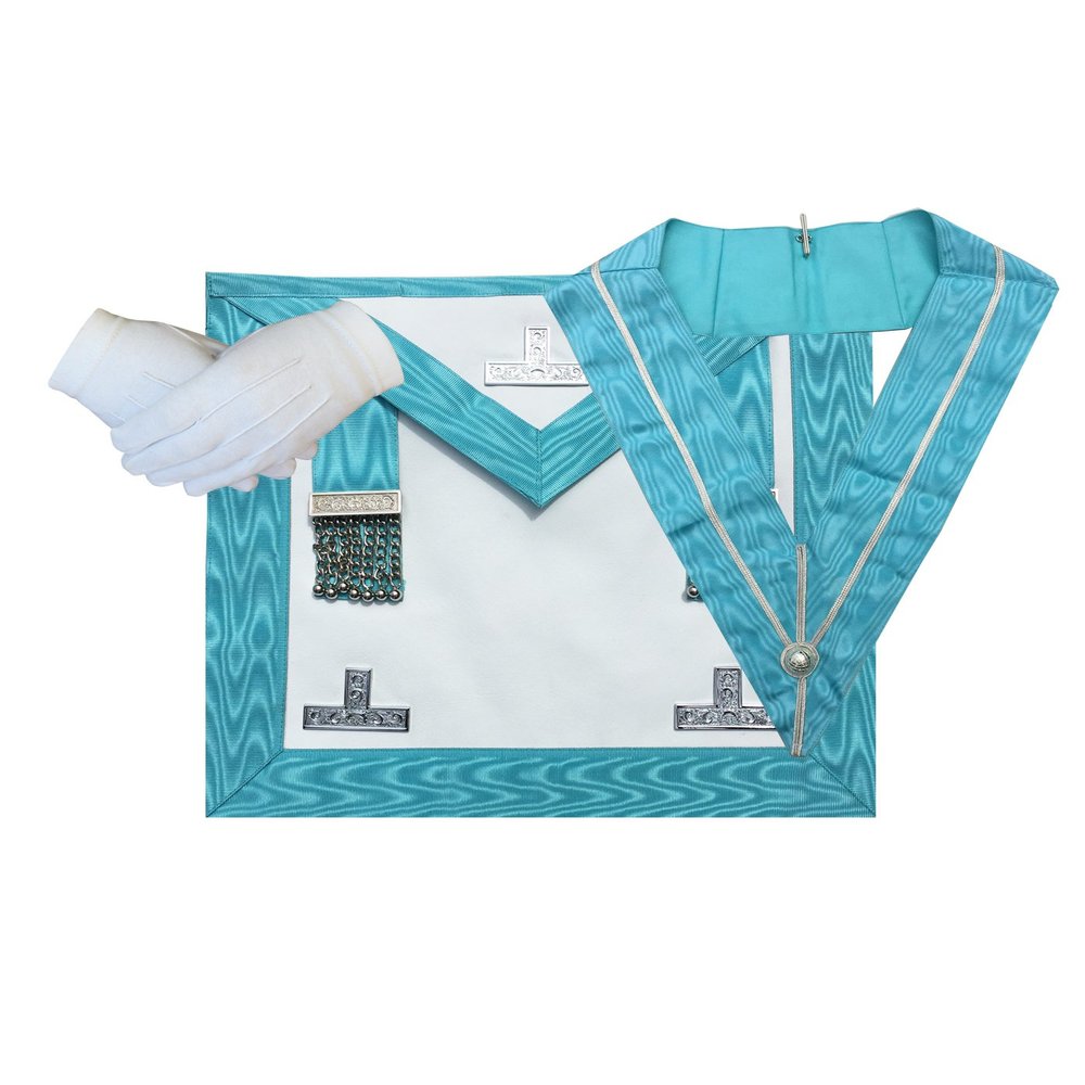 Unique Regalia Masonic Craft Worshipful Master WM Lambskin Apron,Gloves and Officer Collar