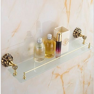 GOWE Luxury Carving Antique Single Tier Bathroom Glass Shelf Wall Mounted Bathroom Cosmetic Storage Rack Bathroom accessories