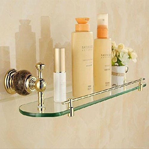 GOWE Jade golden brass glass shelf, single bathroom shelf,shelves, bathroom fittings,bathroom accessories
