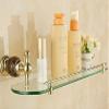 GOWE Jade golden brass glass shelf, single bathroom shelf,shelves, bathroom fittings,bathroom accessories view 2