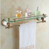 GOWE Wall mounted antique bronze bathroom shelf brass made base + glass shelf Single tier bathroom accessaries view 2
