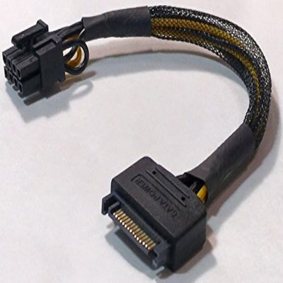 15-Pin SATA Male to 8-Pin (6+2 Pin) PCI-Express Female Video Card Power Adapter Cable