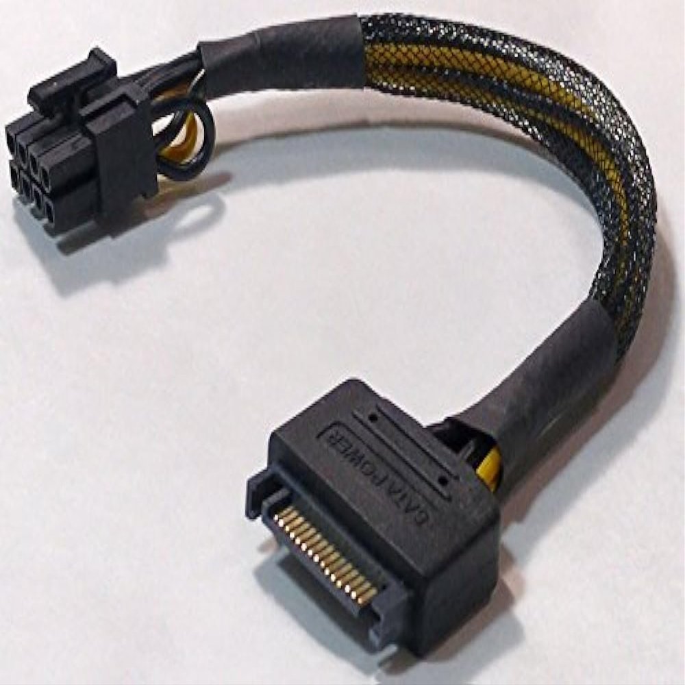 15-Pin SATA Male to 8-Pin (6+2 Pin) PCI-Express Female Video Card Power Adapter Cable