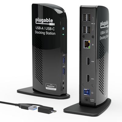 Plugable Universal Laptop Docking Station Dual HDMI Monitor for Windows and Mac (Driver Required), USB 3.0 or USB-C, 2X HDMI, Gigabit Ethernet, Audio, 6 USB Ports (UD-3900)