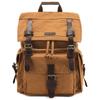 Kattee Mens Leather Canvas Backpack Large School Bag Travel Rucksack Khaki view 1