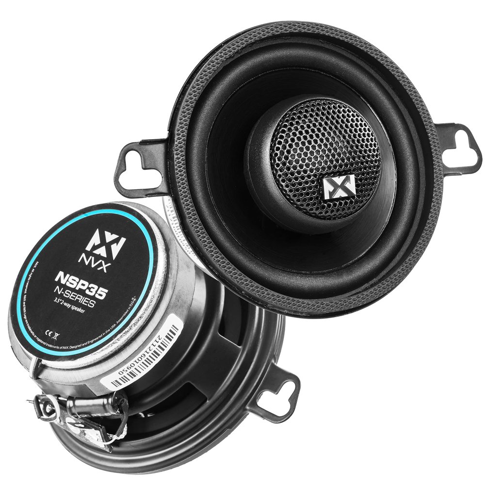 NVX NSP35 3.5" Car Speakers, 200W Max, 70W RMS, 2-Way Coaxial w/Silk Dome Tweeters & Built-in X-Overs, Easy to Install in Cars/Trucks/Doors (Pair)