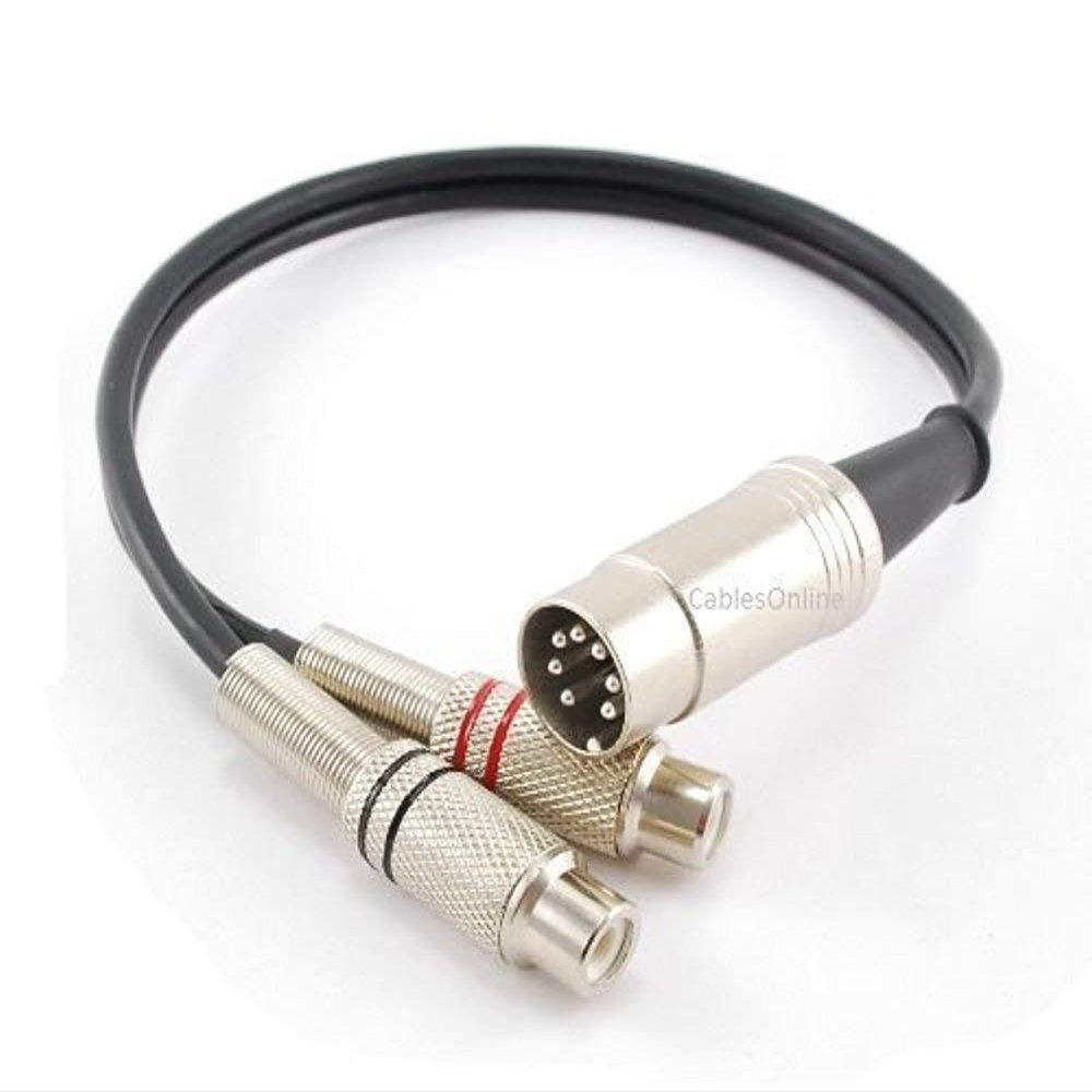 CablesOnline 1ft 7-Pin Din Male to 2-RCA Female Audio Cable for Bang & Olufsen, Naim, Quad...Stereo Systems (BO-402K)