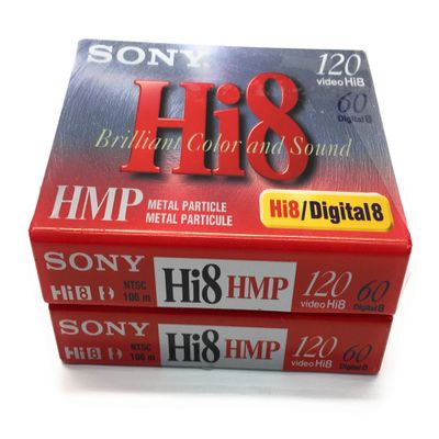 Sony Hi 8mm HMP Metal Particle Video Tape (120 Min.) Audio Cassette-Tape, 2-Pack