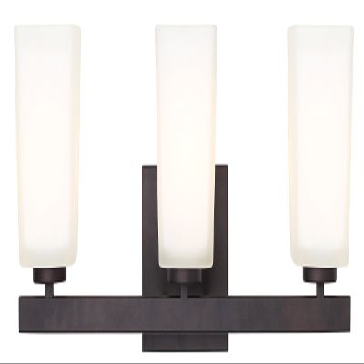 Canarm IVL472A03ORB Ltd Hartley 3 Light Vanity, Oil Rubbed Bronze with Flat Opal Glass